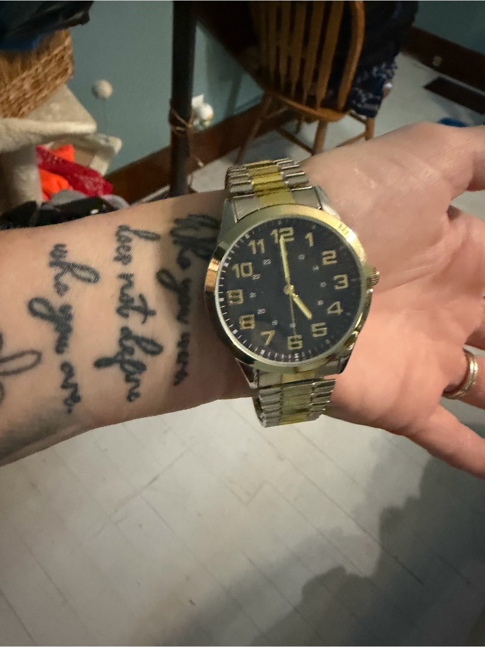 Fossil Two-Tone Gold and Silver Men's Watch with Black Dial